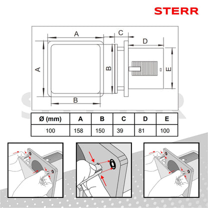 STERR White Bathroom Fan 100 mm with LED + TIMER - Bathroom Ventilation Fan - Glass Front - Modern Appearance - BFS100LT - 10 W