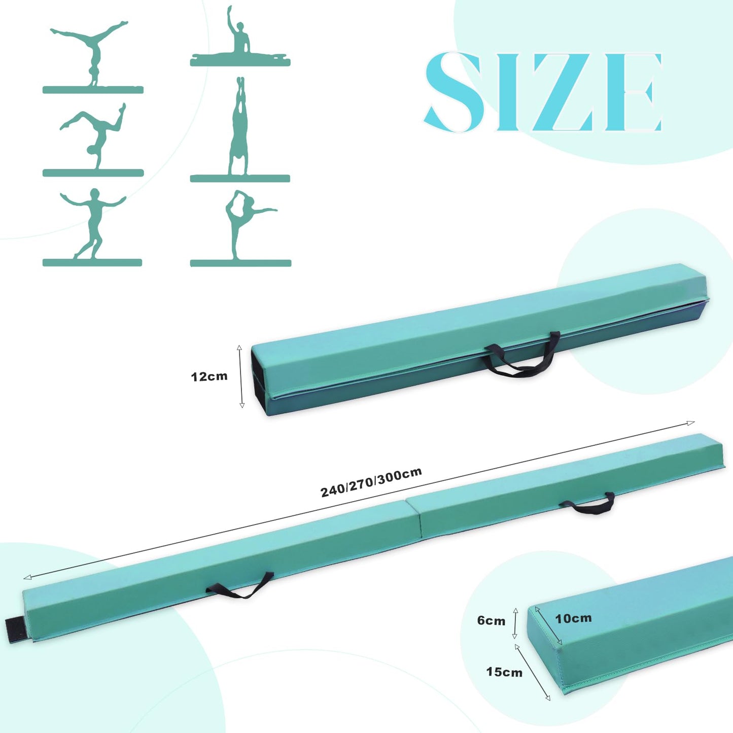 SportBob balance beam children's balance beam foldable beam gymnastics 240cm PU leather balance beam for home balancing beam Balance Beam Training Beam for children, fitness/training/gymnastics