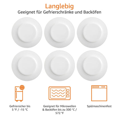 Amazon Basics Dinner Plate Set, 26.67 cm, 6 Pieces