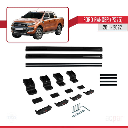acpar Compatible with Ford Ranger (P375) 2011-2022 Basic Model Roof Rack Cross Bars Black Aluminum 2 Bars