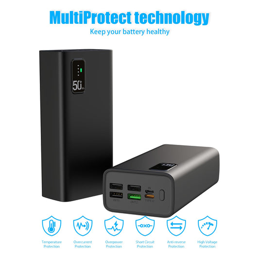 TOOSPON Portable Charger, QC3.0 22.5W & USB C PD 20W Fast Charging Power Bank, External Battery, 2 Inputs and 5 Outputs QC & USB & Type C for Phone, Pad, Headset, etc. 5000mAh