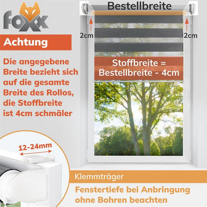 Double roller blind without drilling sand 70x220 cm [fabric width 66cm] Duo roller blind for windows/doors curtain clamp roller blind side pull roller blind privacy sunshade roller zebra blind