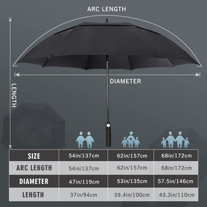 ZOMAKE Large Windproof Umbrella XXL, Large Golf Umbrella Windproof Stable, Large Golf Umbrella for Men Women 2 Persons (Black)