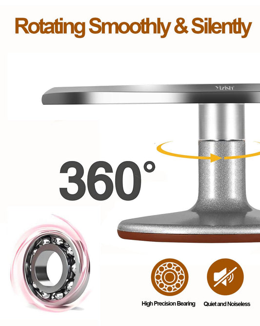 Rotating Cake Stand Aluminum Alloy, Yizish 12-inch Rotating Cake Stand, Cake Decorating Turntable with 2 Icing Spatulas and 3 Dough Scrapers Stainless Steel for Baking, Pastry, and Mother's Day.