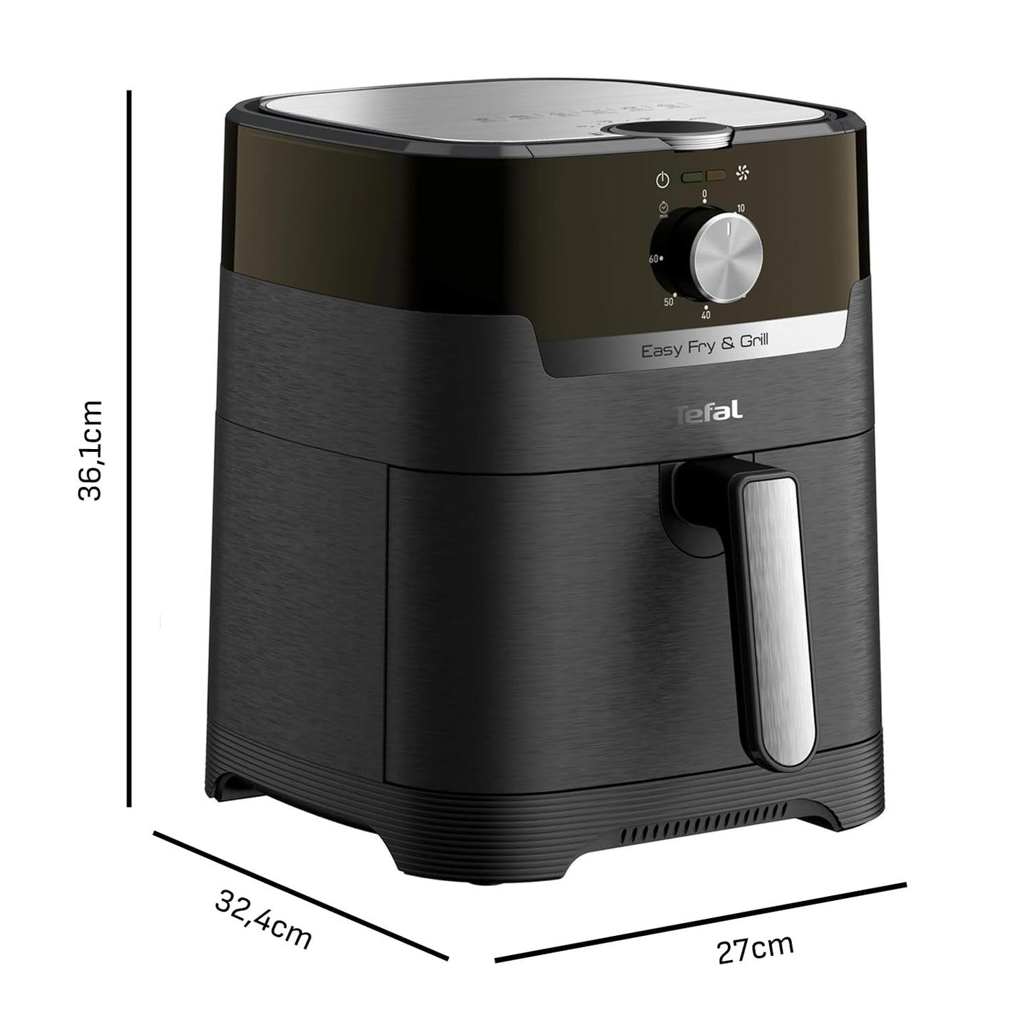 Tefal Easy Fry & Grill Classic Hot Air Fryer, 2-in-1 Technology (Air Fryer and Grill) XL, 4.2 liters for 6 servings, 1550 watts, energy-efficient, oil-free, healthy fryer, black, EY5018.