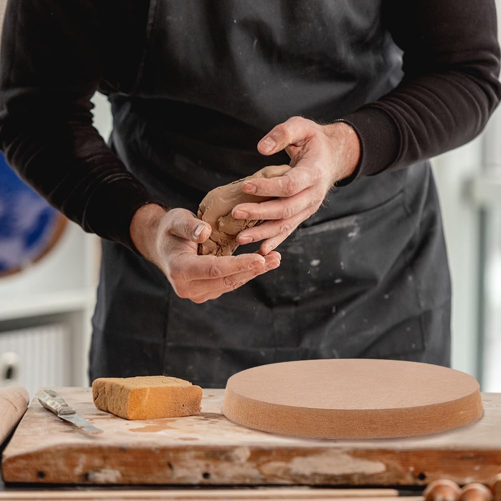BENECREAT 3 Piece Round Pottery Form, Ceramic Slab Mold, Wooden Density Plate Printed Blanks, Peeling Clay Slab for DIY Ceramic Cutting and Printed Blanks