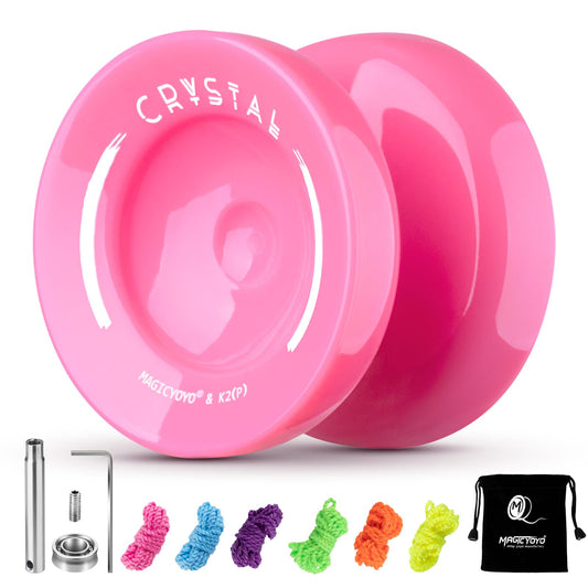 YOSTAR Yoyo K2 Crystal, dual-purpose JoJo for kids and adults, responsive and unresponsive YoYo, trick Jo-jo for finger spins, plastic Jo Jo toy with 12 strings, bearing kit