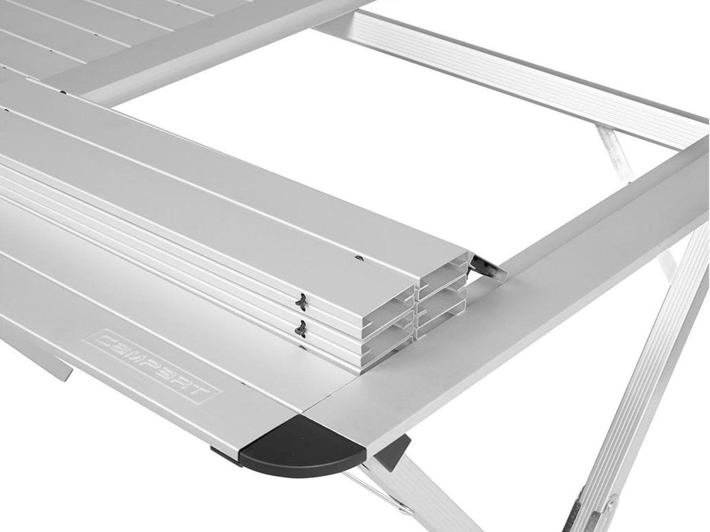Luxury camping set - large aluminum camping table with comfortable, lightweight, and foldable chairs - easy to store.