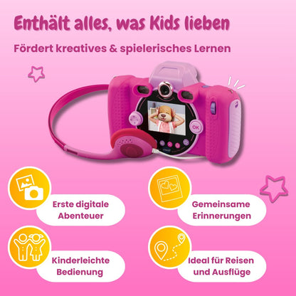 VTech KidiZoom Duo FX in Pink - Robust digital camera with creative apps and game functions - For children aged 4-10 years.