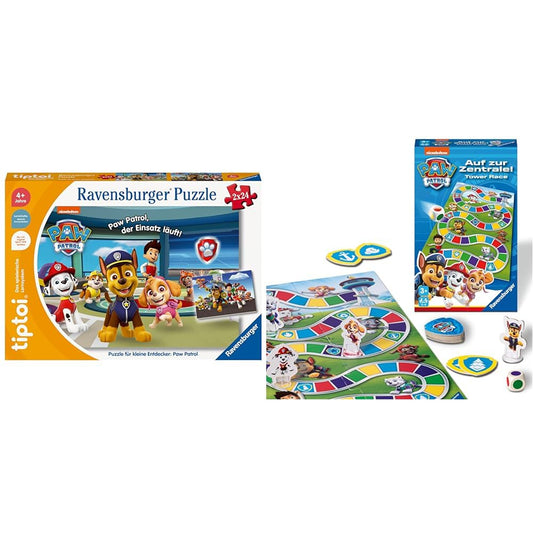 Ravensburger tiptoi Puzzle 00135 puzzle for little explorers & 22671 22671-Paw Patrol Central- Travel game