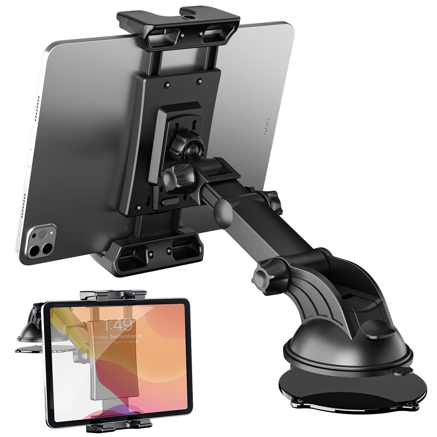 OHLPRO Tablet Holder for Car Dashboard & Windshield,360° Rotating iPad Car Mount, Strong Suction Cup Tablet Holder compatible with 5-13" Phones, iPads, and more.