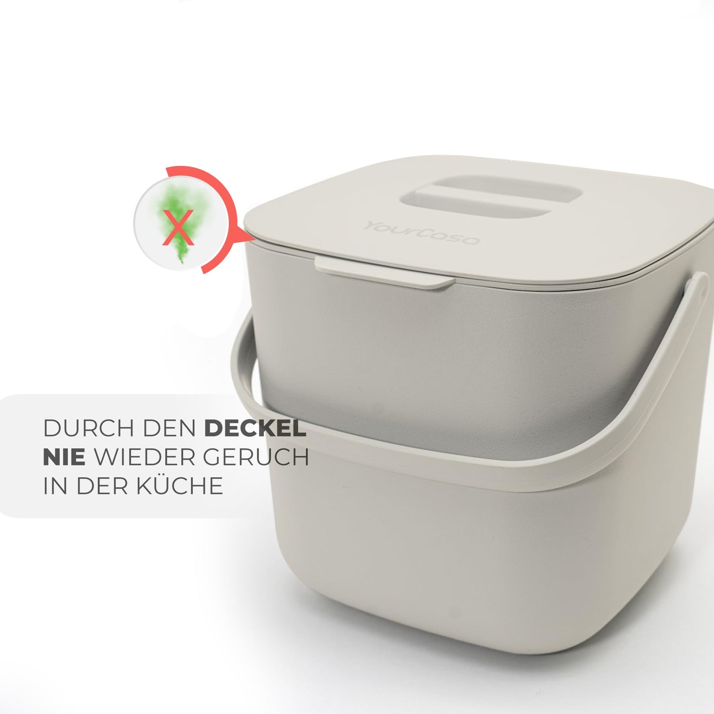 YourCasa kitchen compost bin - 7L - for everyday organic waste - dishwasher safe - odor-proof - sieve - small bio bin with lid organic waste container compost bin (beige)