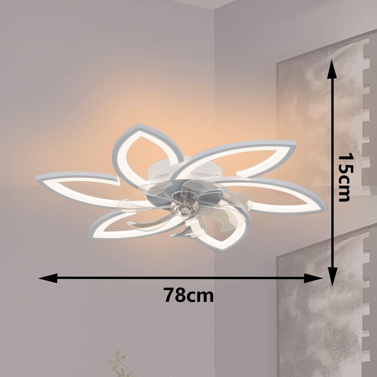 Wildcat ceiling fan with lighting, quiet modern LED with remote control timer, flower shape design ceiling fan light for bedroom kitchen