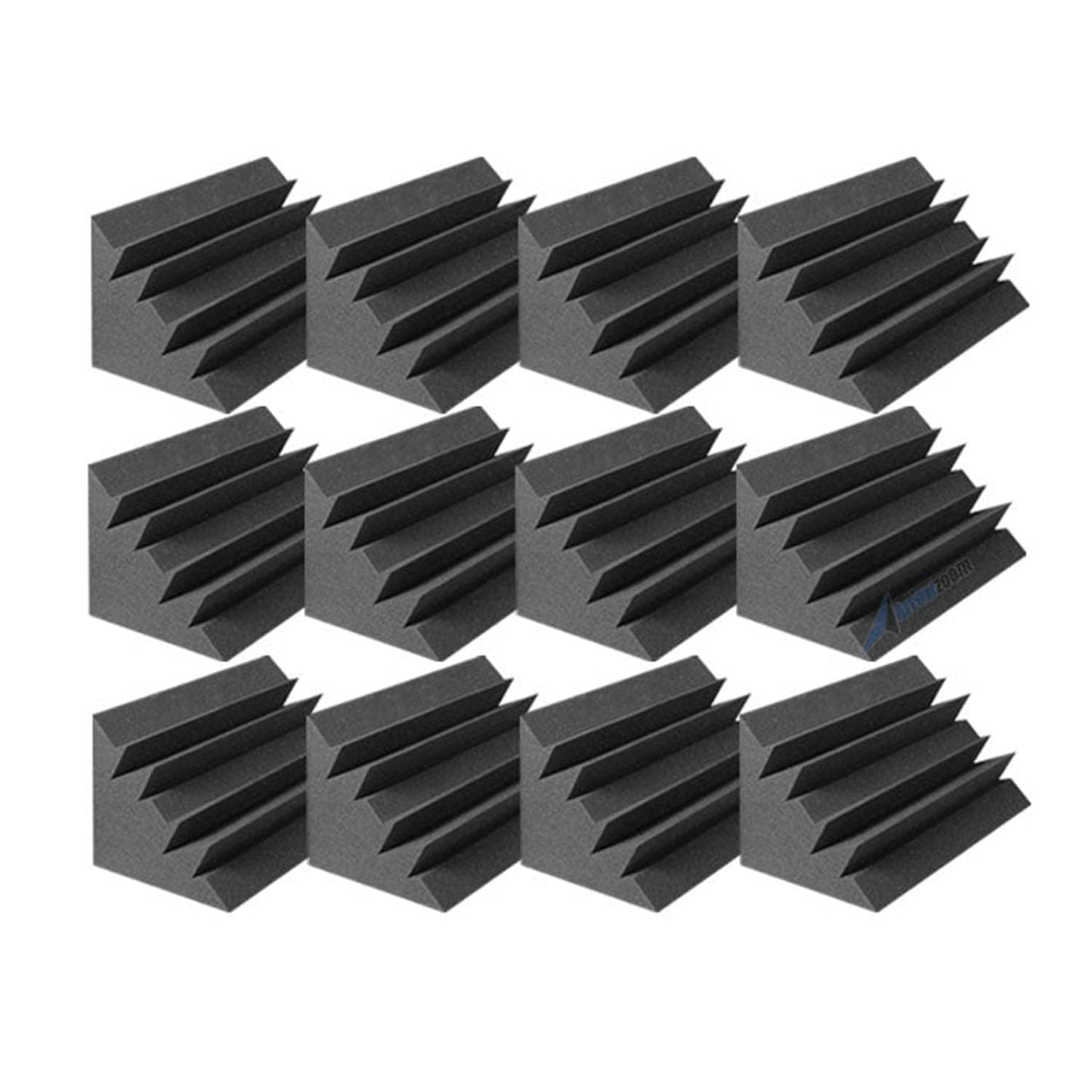 Arrowzoom 12 Acoustic Foam Tiles Long Bass Traps 12x12x24cm Soundproofing Wall Decor Sound Absorbers Broadband Absorbers Recording Studio Soft Foam Black 1133