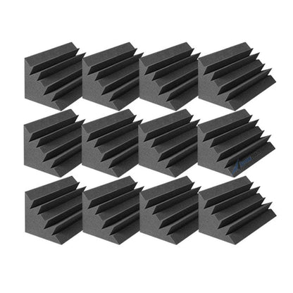 Arrowzoom 12 Acoustic Foam Tiles Long Bass Traps 12x12x24cm Soundproofing Wall Decor Sound Absorbers Broadband Absorbers Recording Studio Soft Foam Black 1133