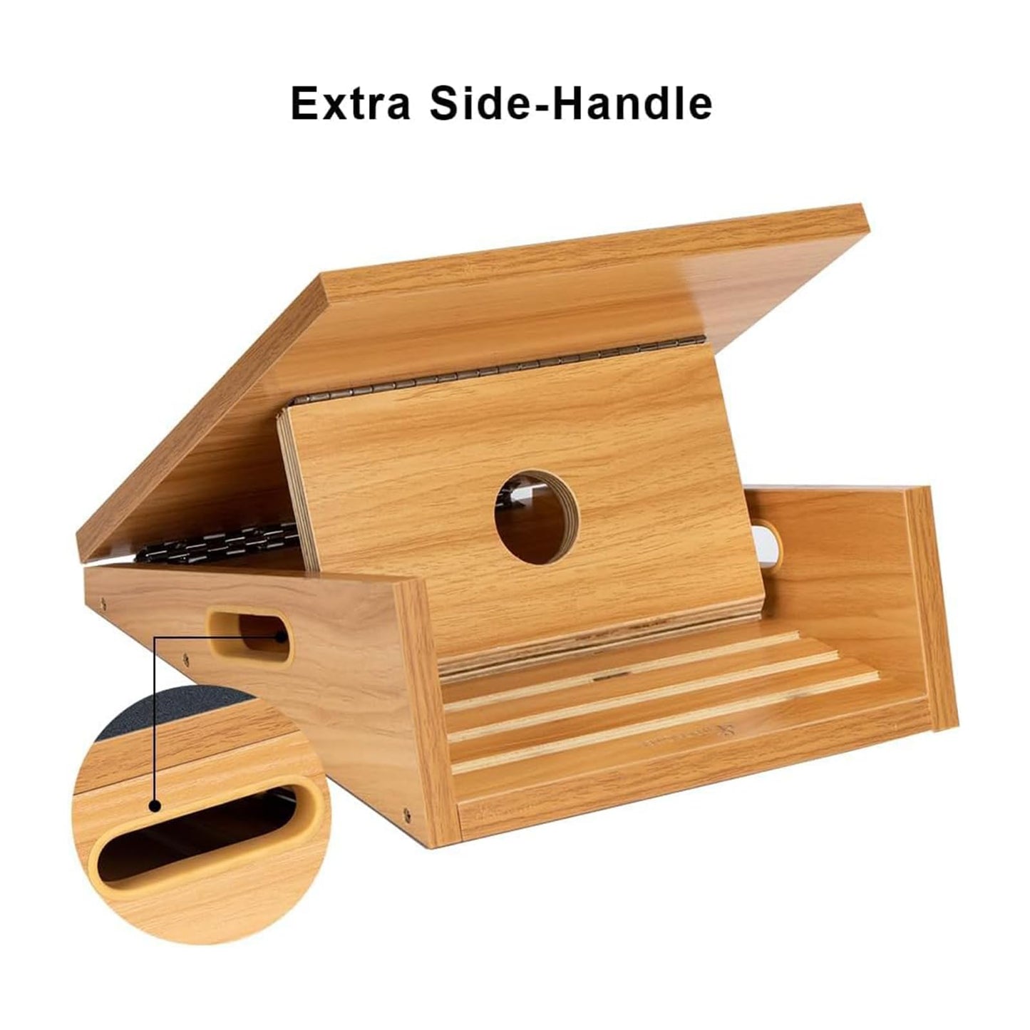 Professional wooden slant board, adjustable incline board and calf stretcher, stretch board - extra side handle design for portability - 40.6 x 31.8 cm, 5 positions (350 lb capacity)