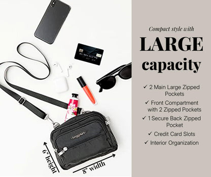 Baggallini women's bag with 3 zippers handbags, Pacific, one size