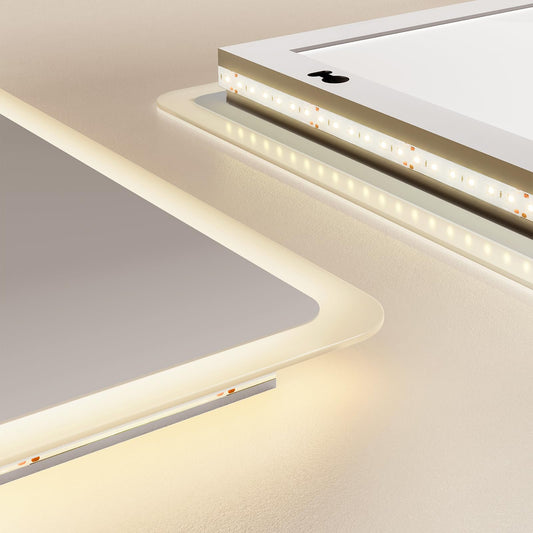EMKE Bathroom Mirror with Lighting 100x60cm, 3X Cosmetic Mirror, 3 Light Colors, Touch Control, Energy-saving Wall Mirror IP44, 3000K/4000K/6500K.