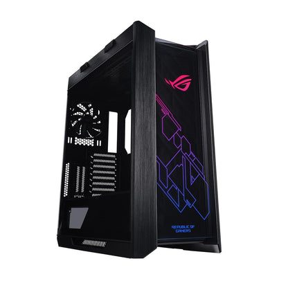 Asus ROG Strix Helios ATX gaming case, medium-sized, with THREE tempered glass panels and brushed aluminum construction and Aura Sync technology.