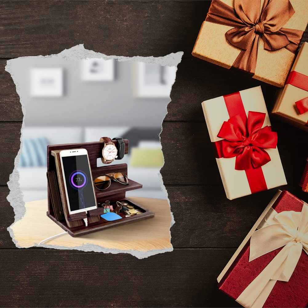 Gifts for men birthday Wooden phone docking station Watches Wallets Nightstand organizer Christmas men's gift, birthday gifts for men or father Desk organizer Wood