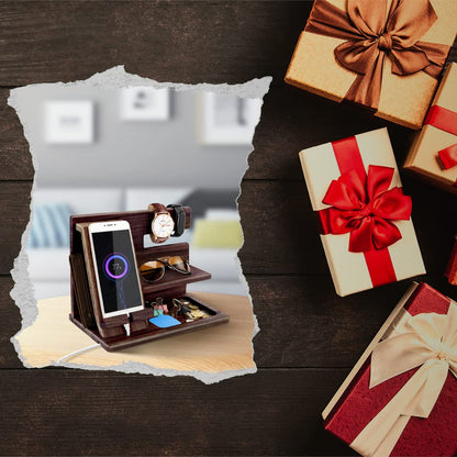 Gifts for men birthday Wooden phone docking station Watches Wallets Nightstand organizer Christmas men's gift, birthday gifts for men or father Desk organizer Wood