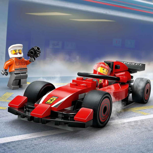 LEGO City F1 Pit Stop with pit crew and Ferrari speedster - Formula 1 Pit Stop set with 1 racer and 4 mechanic minifigures - Toy race car for boys and girls ages 6 and up - 60443