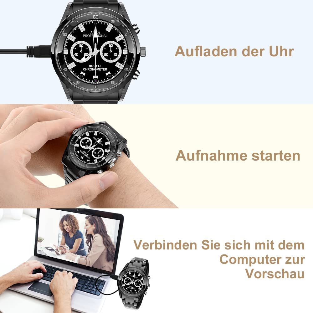 Menborn compact camera spy camera watch type infrared motion detection camera 32 GB