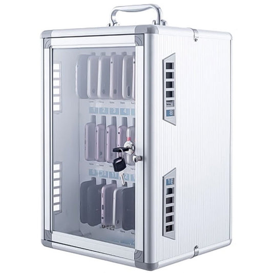 Mobile Safe Metal 12/24/36/48/60 Slots Mobile Transparent Door Lock Box Factory School Mobile Storage Cabinet (Color: 24)