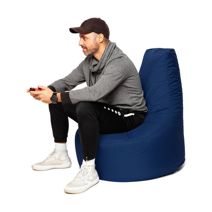 PATCH HOME Gamer Chair including Cube Bean Bag Set Ø75cm, 30cm seat height, 80cm height + 35x35cm cube Navy