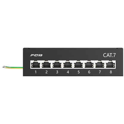 FGB CAT 7 Patch Panel Distribution Box 8 Port - Table/Wall Mount/Desktop Shielded 8X RJ45 Socket - LSA Distribution Box for Gigabit Network Switch.