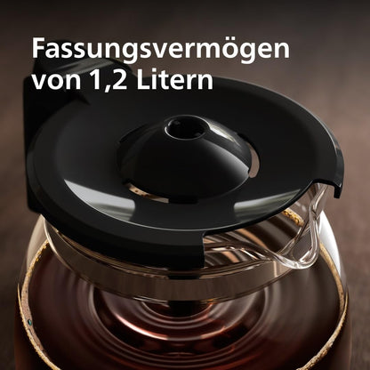 Philips HD7461/20 New Daily Coffee Machine Aroma-Swirl with Auto Shut-Off, Glass Carafe, White/Black