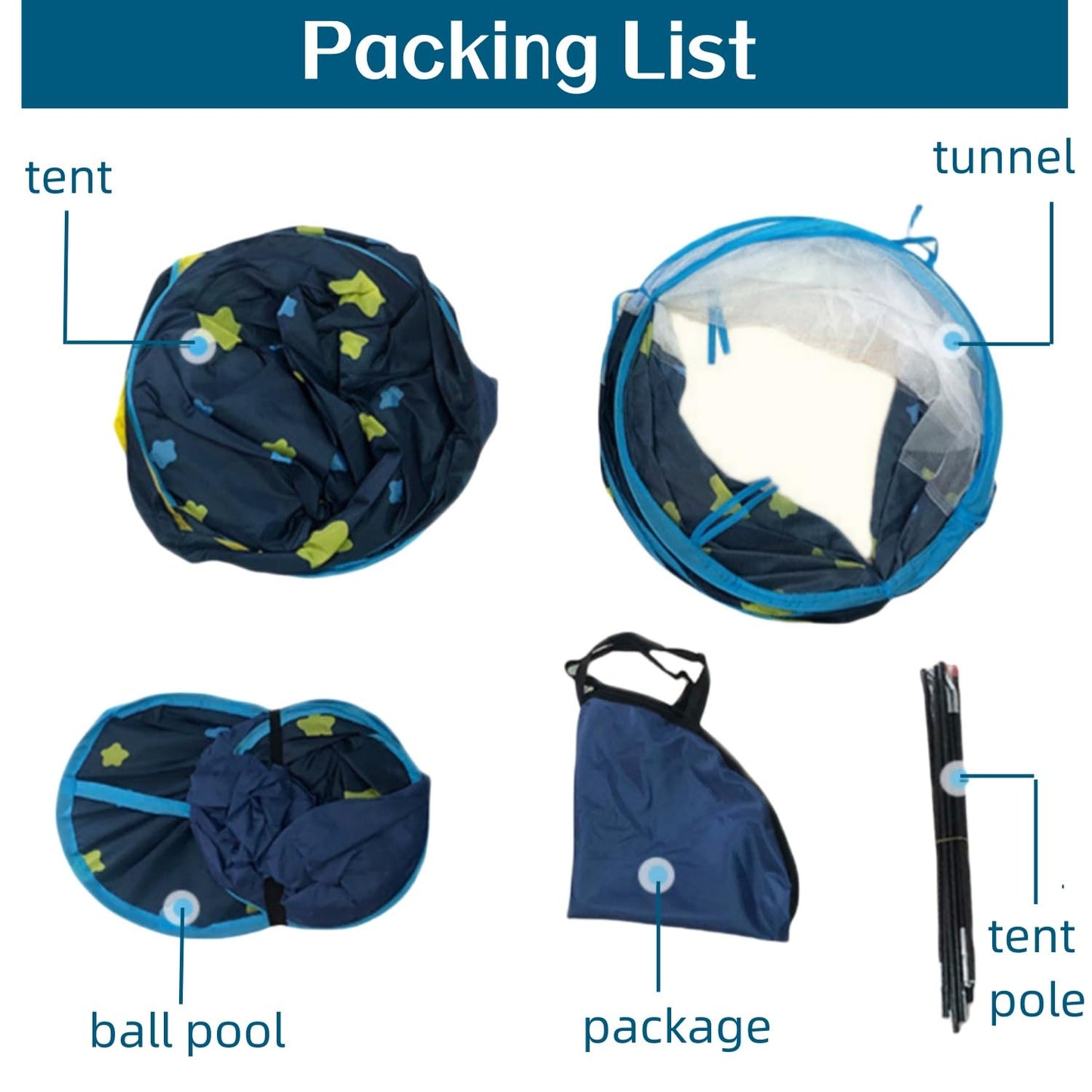 Benebomo play tent with tunnel, 3 in 1 play tent, ball pit with tunnel, crawl tunnel with tent, outdoor/indoor garden playhouse tent for boys girls.