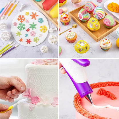 Nifogo Cake Decorating Set 301 Pieces, Rotating Cake Stand, Piping Bag with Tips, Piping Nozzle Set, Baking Accessories, Cake Decorating Supplies for Beginners
