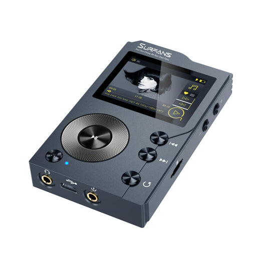 Surfans F20 - MP3 player with Bluetooth 5.2, DSD DAC, lossless high-resolution digital sound, portable audio player with 64GB memory card, expandable storage up to 256GB.