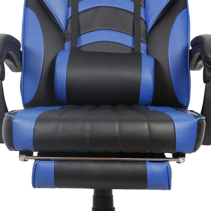 Melko Gaming Chair Ergonomic Office Chair with Footrest in Black Blue Racing Chair Office Desk Chair Executive Chair Gaming Armchair Gamer Chair Racer Swivel Chair Sports Seat