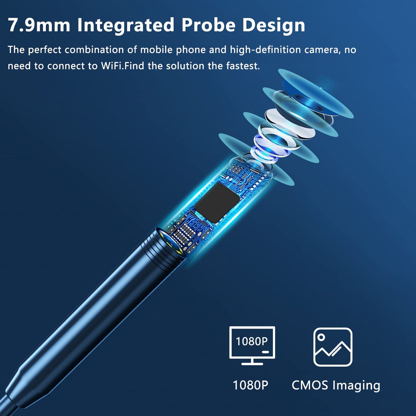 Endoscope camera with light, Colofree HD endoscope camera for phone Waterproof IP67 No WiFi No charging required Inspection camera Drain camera for Android & iOS (16.4 FT/5M)