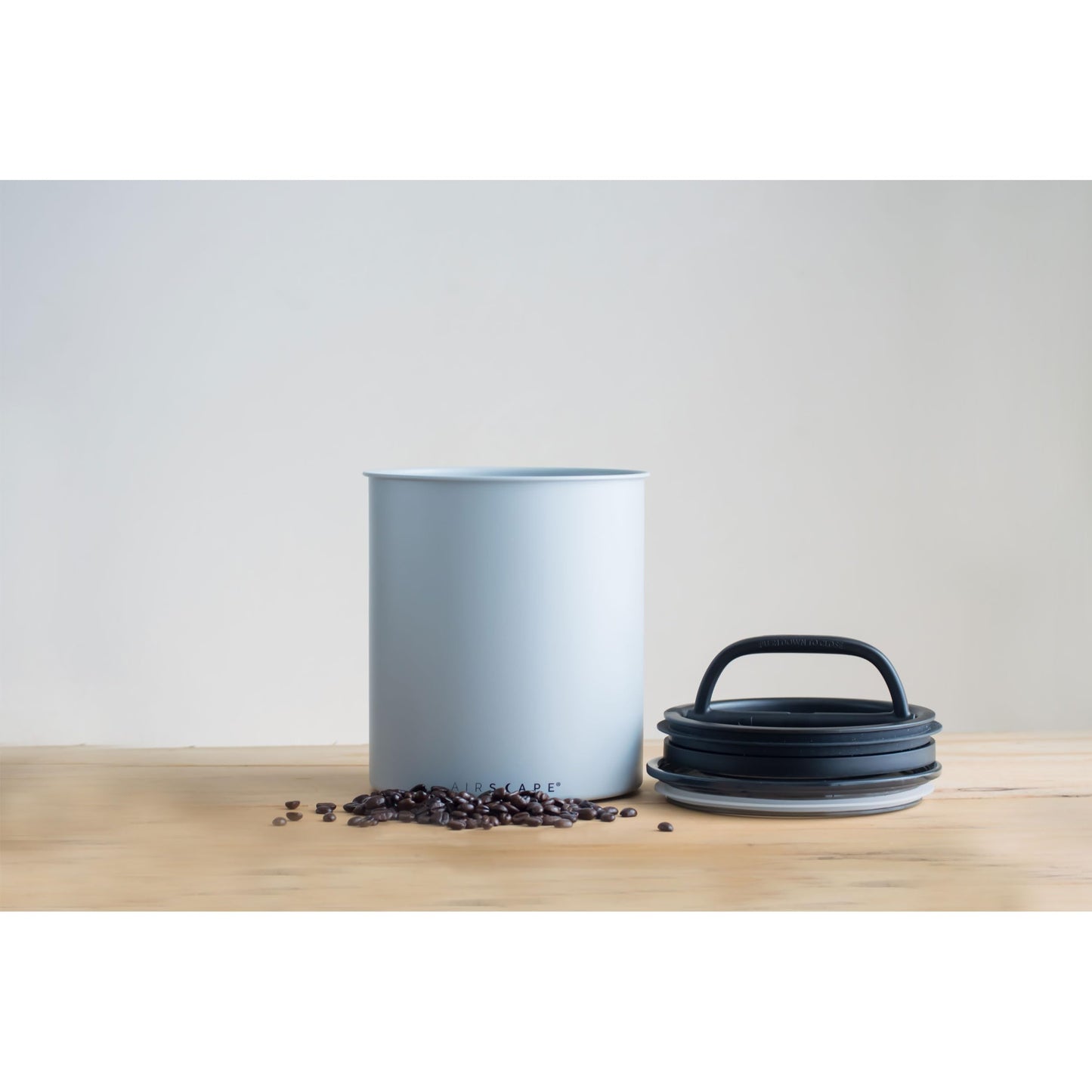 Airscape Coffee Storage Canister (2.5 lbs dry beans) - Large kilogram-sized container, patented airtight lid pushes out air to preserve food freshness (gray)