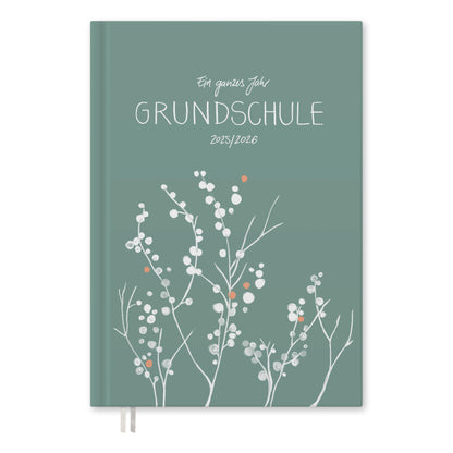 One of the Good Teacher Planners 2025 2026, A4 Elementary School Planner, 1 double page per week, Hardcover School Planner for the 25/26 school year, Mint White with Flowers, FSC Paper