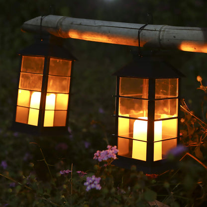 Solar lantern, Tomshine 2-pack solar lantern with candle light effect solar lamp for outdoor hanging decorative lighting for garden.