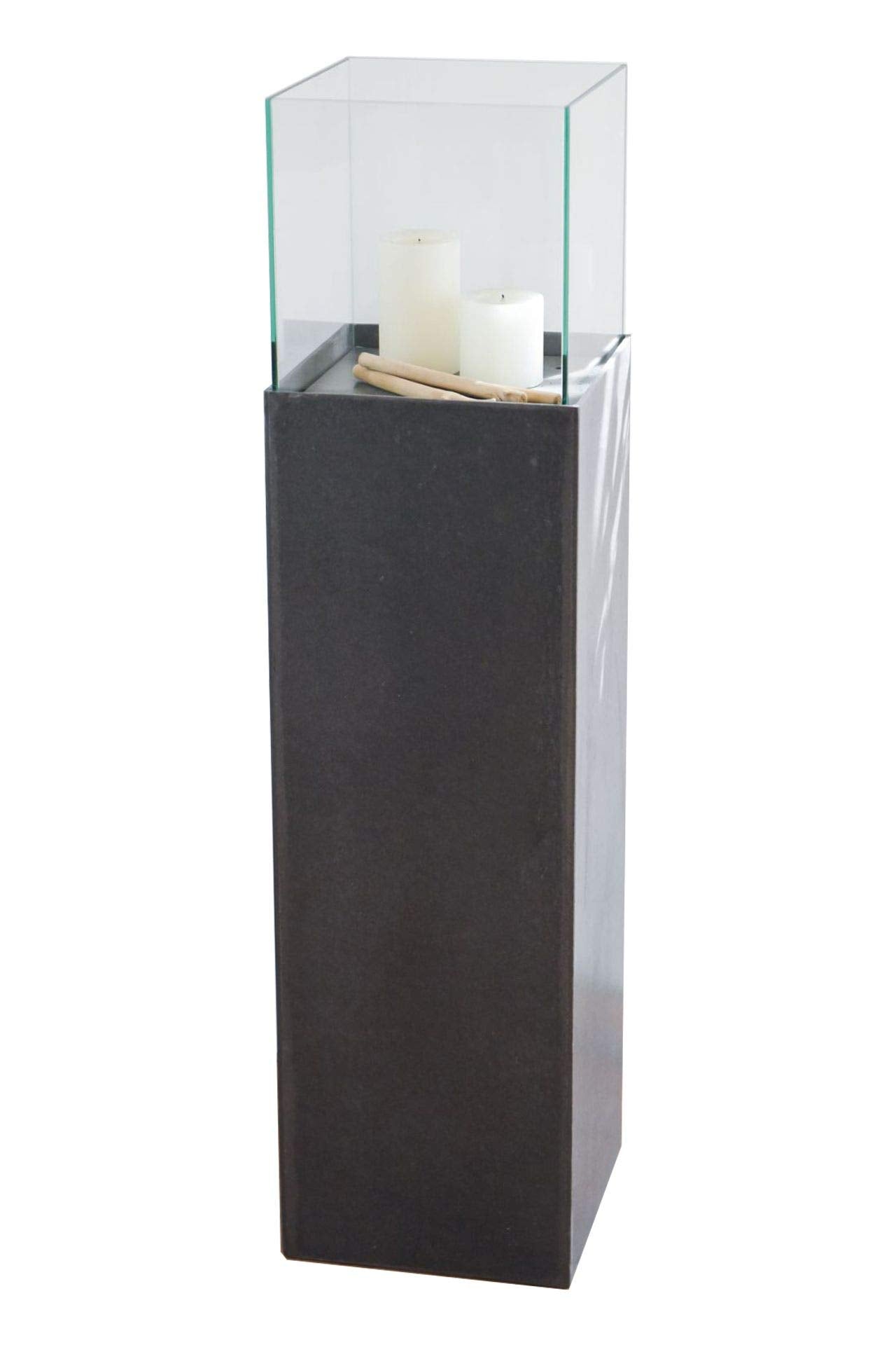 VIVANNO Windlight Column 100 cm Candle Holder in Concrete Look Anthracite, Decorative Lantern with Glass Insert