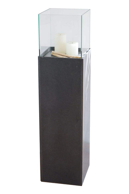 VIVANNO Windlight Column 100 cm Candle Holder in Concrete Look Anthracite, Decorative Lantern with Glass Insert