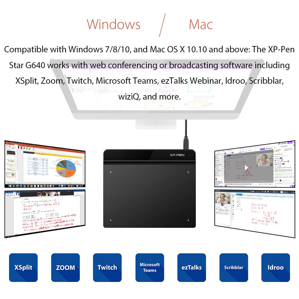 XP-PEN G640 graphic tablet 6 x 4 inches pen tablet for drawing with 20 replacement nibs OSU game pen tablet.