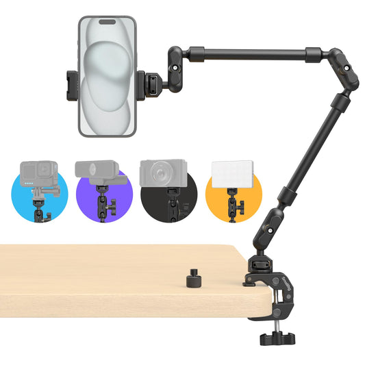 SMALLRIG 22" Magic Arm with Clamp, Flexible Camera Desk Mount & Clamp, Overhead Phone Holder, Articulating Arm with Friction Extension with 1/4" Thread, for light, webcam, microphone, action camera - 4766