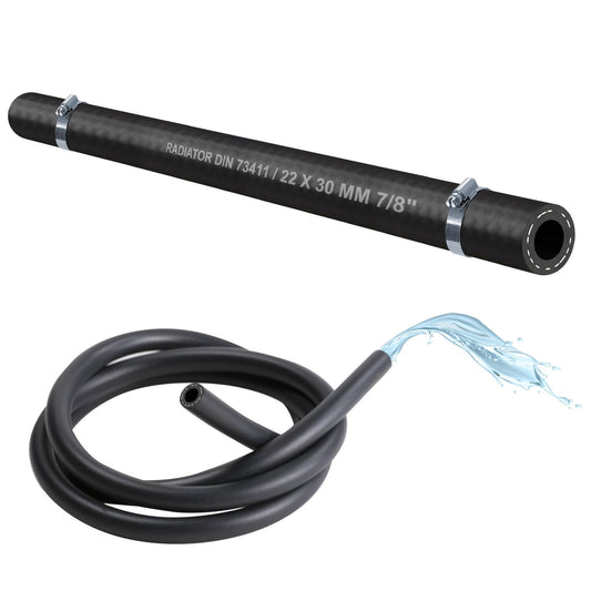 (22 mm) 1x meter automotive EPDM rubber hose radiator hose coolant hose hot water hose -40 to +120°C DIN 73411 (incl. 2x W2 clamp DIN3017) (22 x 30mm 7/8" (clamp large 20x32mm))