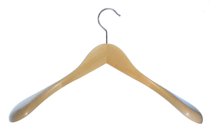 Hagspiel beechwood hangers, shoulder hangers, wooden hangers for wardrobe, Made in Austria (natural finish, exclusive beech 6.5 cm)