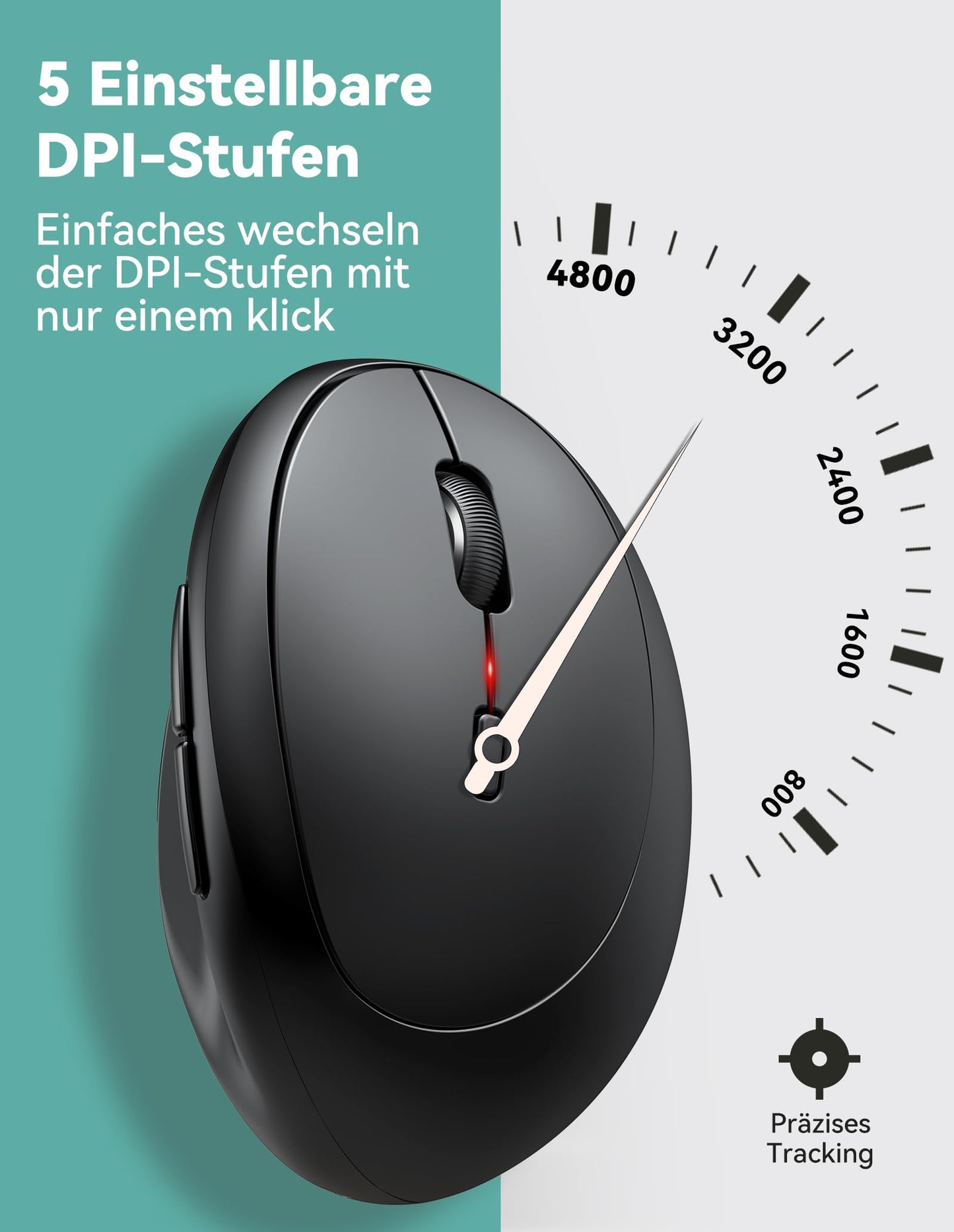 TECKNET Ergonomic Wireless Mouse, 4800 DPI Vertical Mouse, 99% Noise Reduction, 6 Buttons, 2.4G Computer Wireless Mouse, Quiet Wireless Mouse for Laptop, PC, Chromebook, Mac