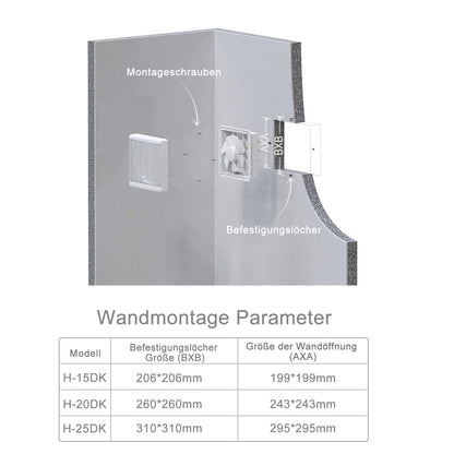 HUGOOME Exhaust Fan 800m³/h Open Size 300*300mm, 2-way reversible Strong airflow Wall-mounted fans used for ventilation in kitchen, bathroom, attic windows, and basement.