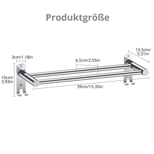 TANiCE 40-70cm double towel bar adjustable stainless steel self-adhesive towel rack wall mounted bath towel holder bracket wall for bathroom