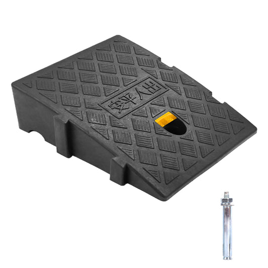Curb ramps, portable lightweight ramps, threshold ramps, for driveways, sidewalks, car, scooter, 1 piece with 1 expansion bolt (black, 26.9 x 24.9 x 7 cm, 1 piece)
