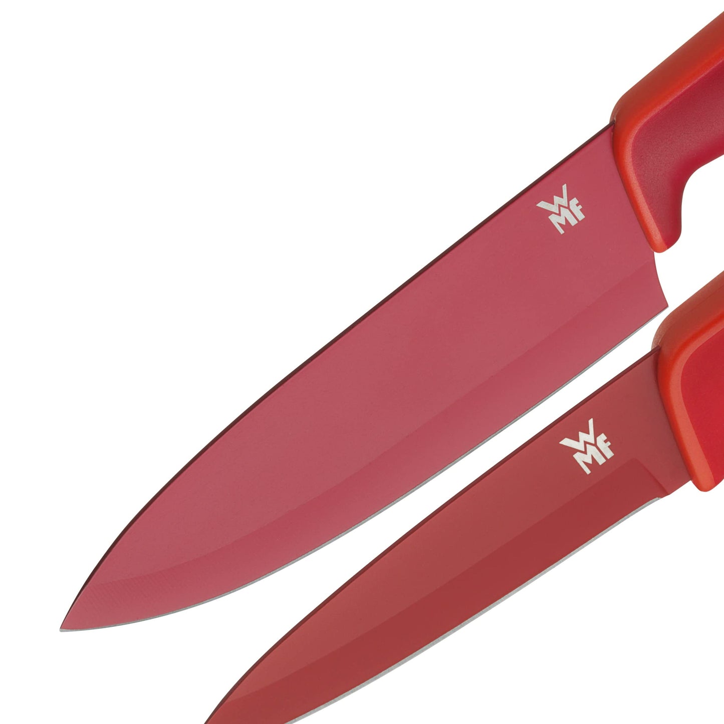 WMF Touch knife set 2-piece, kitchen knife with protective cover, special blade steel coated with non-stick coating, sharp, chef's knife, vegetable knife, red